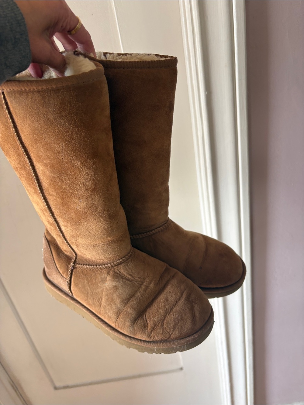 UGG Chestnut Tall Classic Shearling-Lined Boots women’s size 7 men’s size 5.